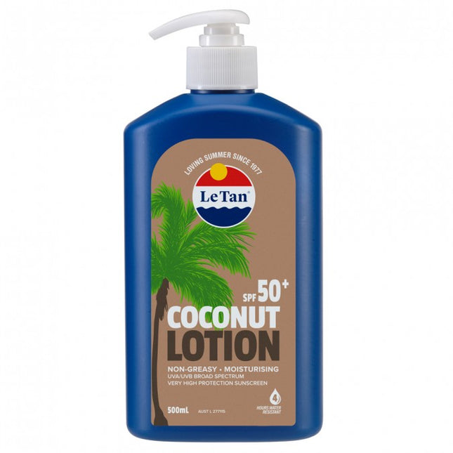 Le Tan Coconut Sunscreen Lotion SPF 50+ 500ml - OhYouLuckyDuck.com.au