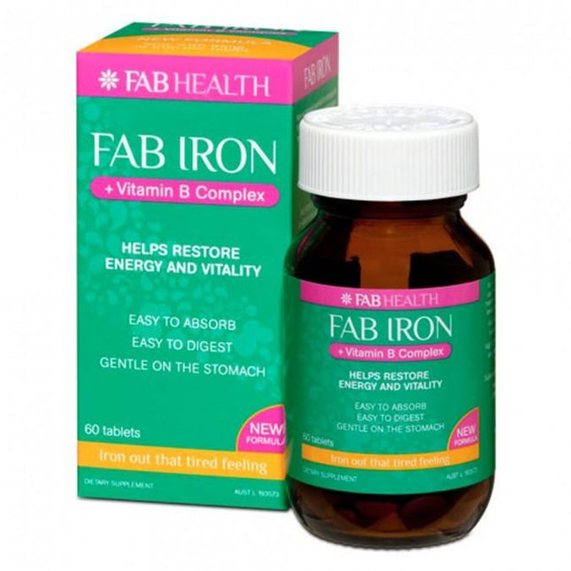 Fab Iron + Vitamin B Complex 60 Tablets - OhYouLuckyDuck.com.au