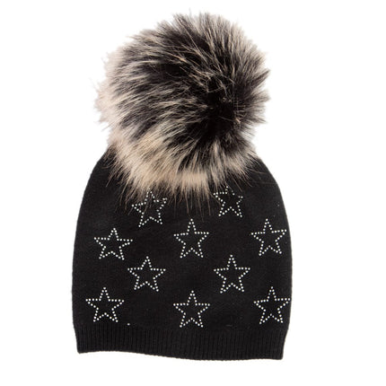 Gibson Essence Kids Sparkling Stars Beanie Black One Size