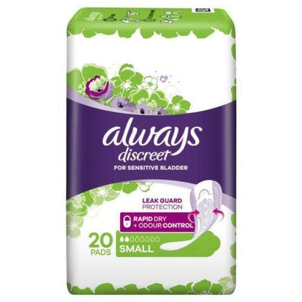 Always Discreet Sensitive Bladder Leak Protection Small 20 pack - OhYouLuckyDuck.com.au