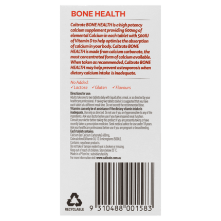 Caltrate Bone Health - 60 Tablets - OhYouLuckyDuck.com.au
