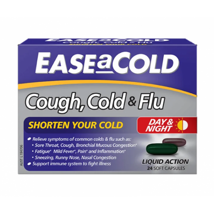 Ease A Cold Cough Cold & Flu Day And Night 24 Liquid Capsules - OhYouLuckyDuck.com.au