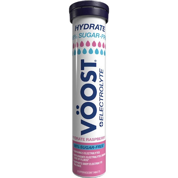 Voost Hydrate 98 Percent Sugar Free Raspberry Effervescent Tablets 20 Pack