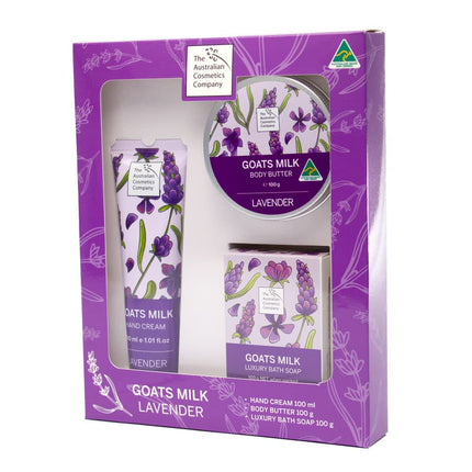 The Australian Cosmetics Company Lavender Trio Gift Set with Hand Cream 100ML Soap 100G and Body Butter 100G