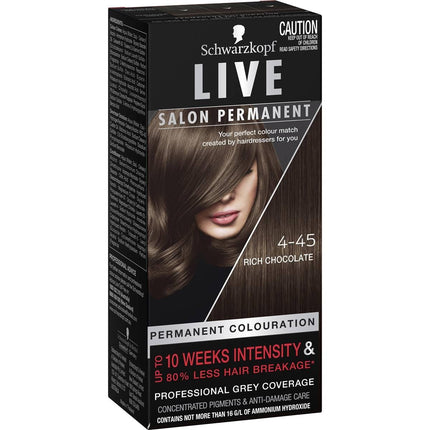 Schwarzkopf Live Salon Permanent Hair Colour 4.45 Rich Chocolate 142.5ML