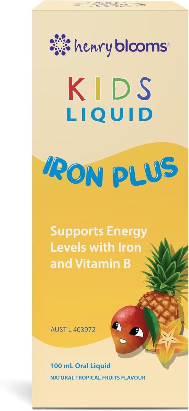 Henry Blooms Kids Liquid Iron Plus 100 ml Oral Liquid - OhYouLuckyDuck.com.au