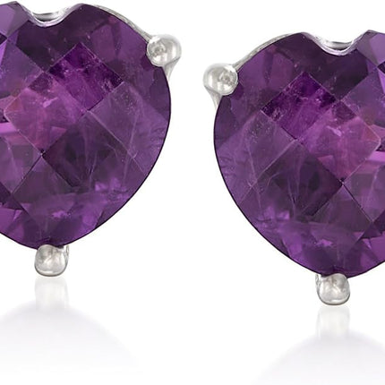 Ross Duo Flattop Stud Earrings with Crystal and Light Amethyst 5MM