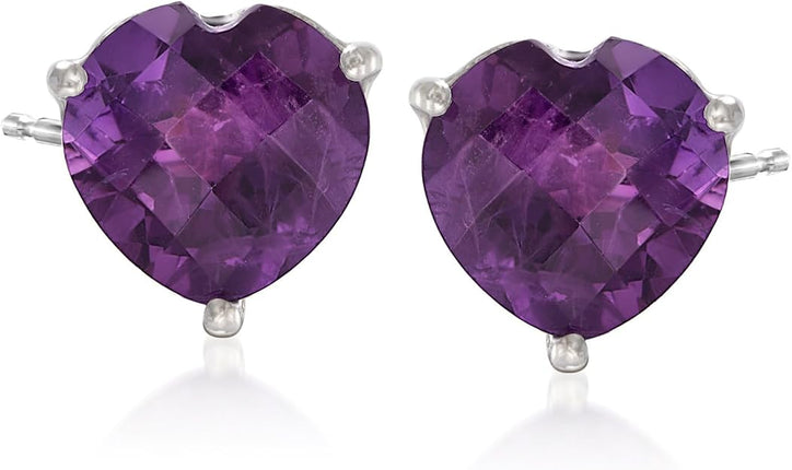 Ross Duo Flattop Stud Earrings with Crystal and Light Amethyst 5MM