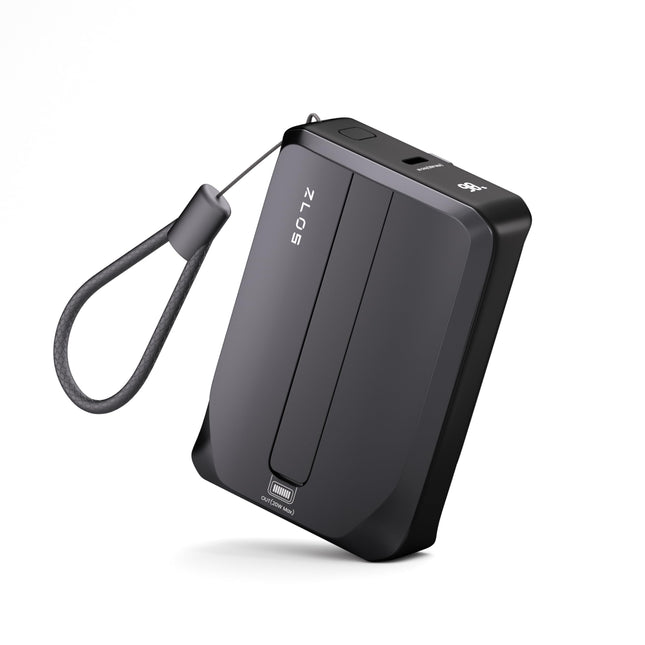 ZLOS 10000mAh Mini Power Bank with Built in USB C and Lightning Cables