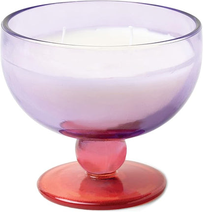 Paddywax Pepper and Plum Scented Candle in a Purple and Pink Tinted Glass Goblet 241G