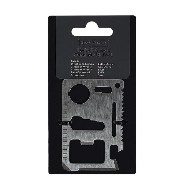 Krafftman Card Multi Tool 10 in 1 Stainless Steel Wallet Pocket Survival Gadget