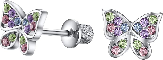 Adnohr Sensitive Surgical Steel Rainbow Butterfly Stud Earrings