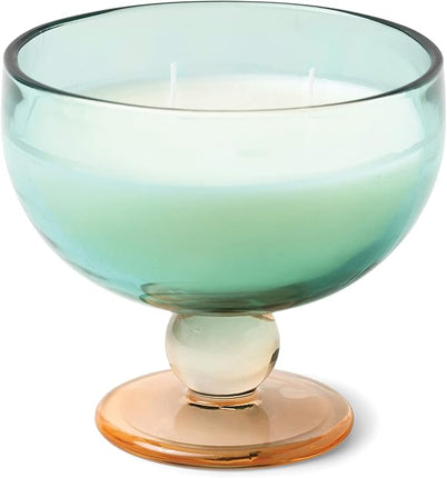 Paddywax Goblet Scented Candle Patchouli and Vetiver in a Teal and Orange Tinted Glass 141G