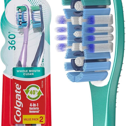 Colgate 360 Whole Mouth Clean Toothbrush Medium 2 Pack