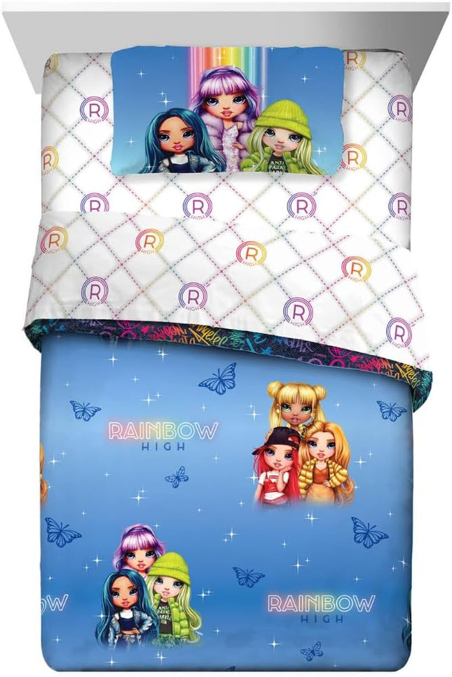 Franco Rainbow High Kids 5 Piece Super Soft Bedding Comforter and Sheet Set with Sham Twin Official Licensed Product