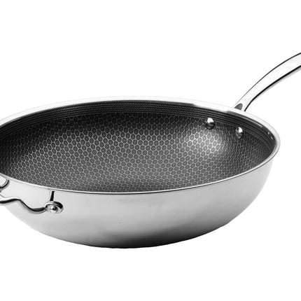 Frieling USA Black Cube Hybrid Stainless Nonstick Wok with Helper Handle