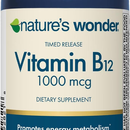 Nature's Wonder Vitamin B12 1000mcg for Energy and Red Blood Cell Production 150 Tablets