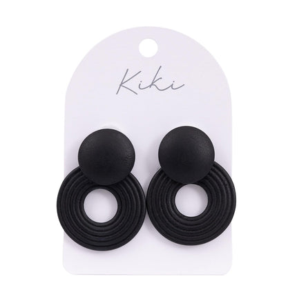 Kiki Black Wooden Circle Earrings