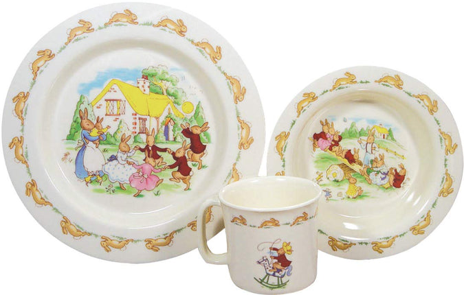 Royal Doulton Bunnykins Playing 3 Piece Melamine Dinner Set For Children