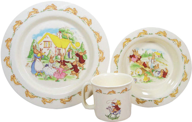 Royal Doulton Bunnykins Playing 3 Piece Melamine Dinner Set For Children