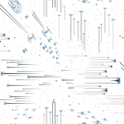 RoomMates Star Wars Galactic Battles Peel and Stick Wallpaper White and Blue