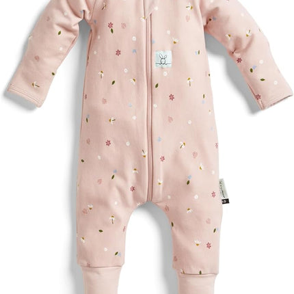 ErgoPouch Layers Long Sleeve Zip Growsuit and Hat Pale Pink Tree 0.2 TOG 0 to 3 Months
