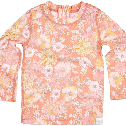 Toshi Swim Rashie Long Sleeve for Girls Tea Rose Floral Print UPF 50+