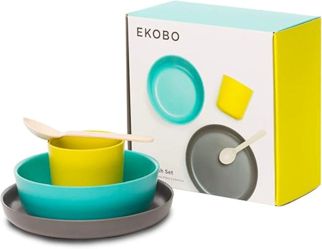 Ekobo Bambino Bamboo Dinner Kid Set Lime/Lagoon/Smoke/White
