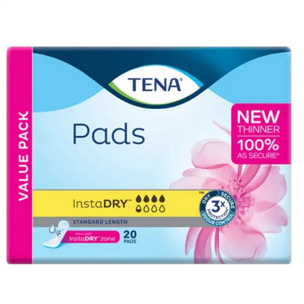 Tena Pads InstaDRY Standard 20 Pack - OhYouLuckyDuck.com.au