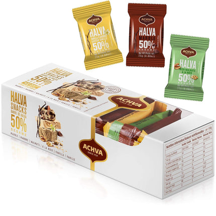 Achva Halva Snacks Vanilla and Cocoa Marble 12 Pack 300g