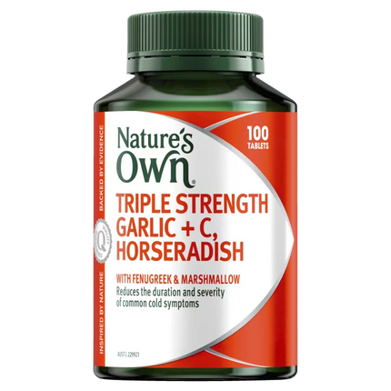 Natures Own Triple Strength Garlic Plus C Horseradish 100 Tablets - OhYouLuckyDuck.com.au