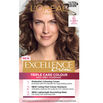 Loreal Paris Excellence Creme Permanent Hair Colour 6 Natural Light Brown