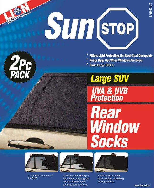 Lion Sunstop SUV Window Sock Rear Large - 2 Piece