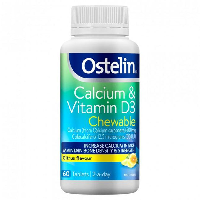 Ostelin Calcium & Vitamin D3 Chewable 60 Tablets - OhYouLuckyDuck.com.au