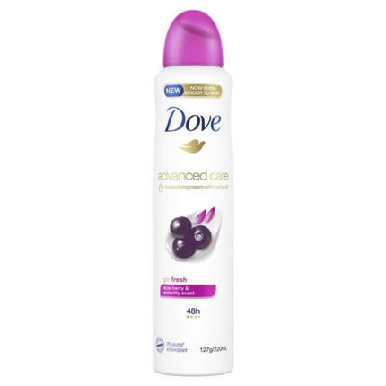 Dove Advanced Care Go Fresh Acai Berry & Waterlily Aerosol Deodorant 220mL - OhYouLuckyDuck.com.au