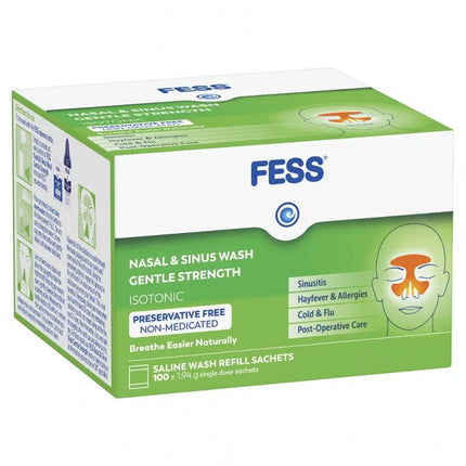 Fess Sinu Cleanse Gentle Nasal And Sinus Wash Sachets 100 Refills - OhYouLuckyDuck.com.au