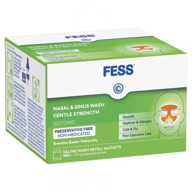 Fess Sinu Cleanse Gentle Nasal And Sinus Wash Sachets 100 Refills - OhYouLuckyDuck.com.au