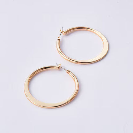 Earsense Flat Edge Click Hoop Earrings Imitation Gold 35MM