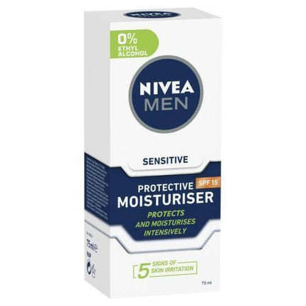 Nivea Men Sensitive Protective Moisturiser SPF 15 75ml - OhYouLuckyDuck.com.au