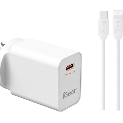 Igear Charger 240v Pd25w Type C With Pd Type C To 8 Pin Cable