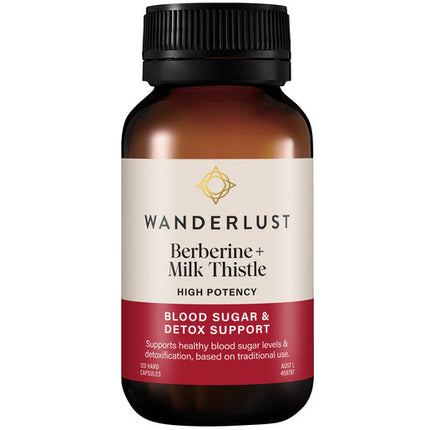 Wanderlust Berberine Plus Milk Thistle for Liver Health and Metabolism Support 120 Capsules