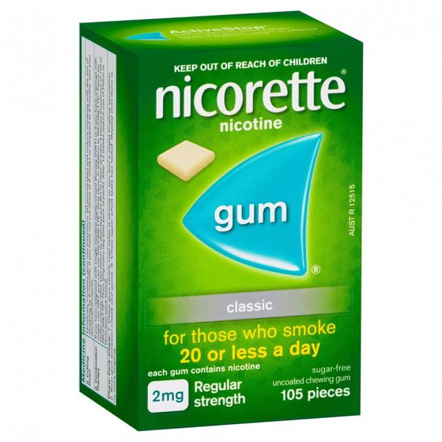 Nicorette Nicotine Gum Classic 2mg 105 Pieces - OhYouLuckyDuck.com.au