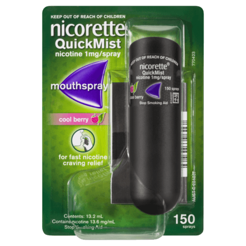 Nicorette Nicotine QuickMist Cool Berry Spray 150 Sprays - OhYouLuckyDuck.com.au