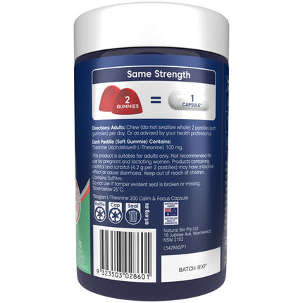 Bioglan L Theanine Gummies Calm And Focus 75 Soft Gummies