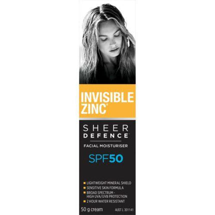 Invisible Zinc Sheer Defence SPF 50 Tinted Moisturiser 50g - OhYouLuckyDuck.com.au