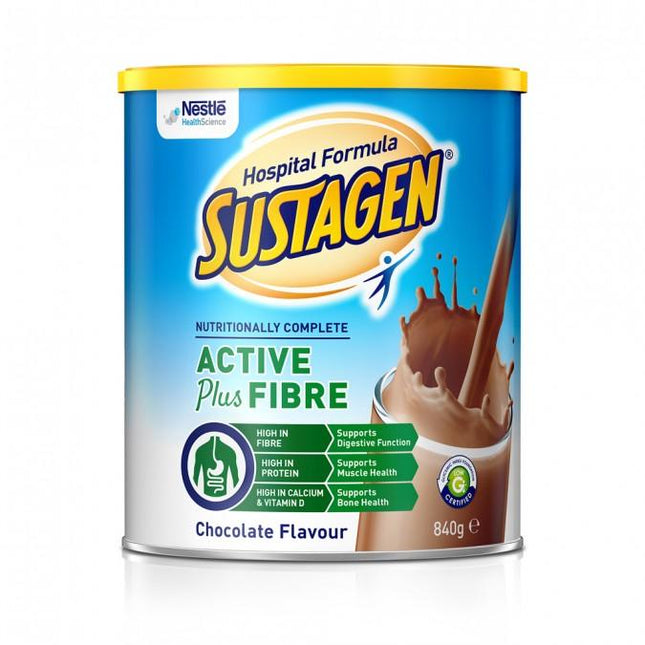 Sustagen Hospital Formula Active Plus Fibre Chocolate 840g - OhYouLuckyDuck.com.au