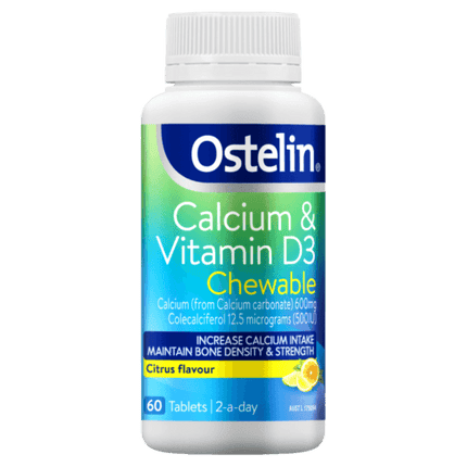 Ostelin Calcium & Vitamin D3 Chewable 60 Tablets - OhYouLuckyDuck.com.au