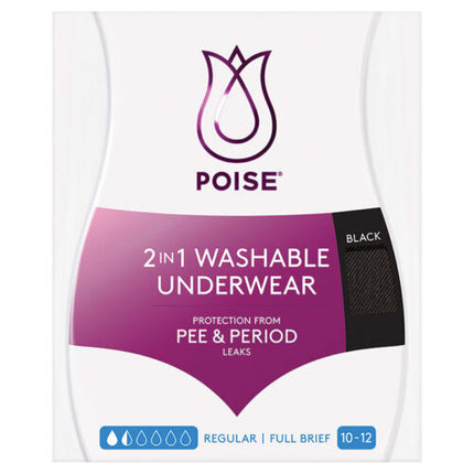 Poise 2-in-1 Period And Incontinence Underwear Black Size 10-12 - OhYouLuckyDuck.com.au