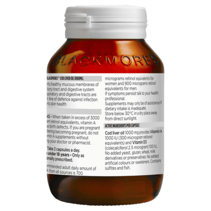 Blackmores Cod Liver Oil 1000mg 80 Capsules - OhYouLuckyDuck.com.au