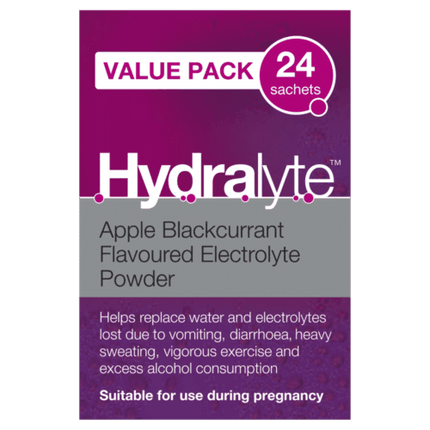 Hydralyte Electrolyte Powder Apple Blackcurrant 24 X 4.9g Sachets - OhYouLuckyDuck.com.au